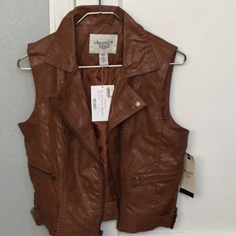 Brown leather vest America Rag